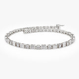 14k Baguette & Round Natural Diamond Tennis Bracelet - GeumJewels