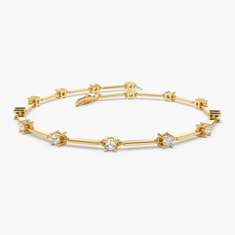 14k Bar and Diamond Infinity Bracelet 0.85 ctw - GeumJewels