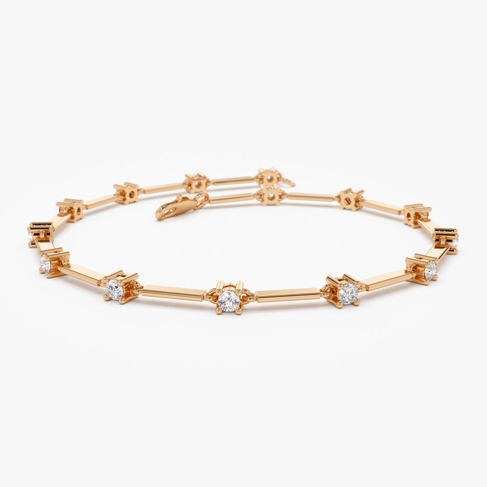 14k Bar and Diamond Infinity Bracelet 0.85 ctw - GeumJewels