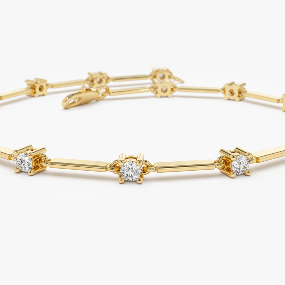 14k Bar and Diamond Infinity Bracelet 0.85 ctw - GeumJewels