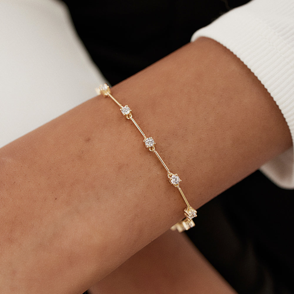 14k Bar and Diamond Infinity Bracelet 0.85 ctw - GeumJewels