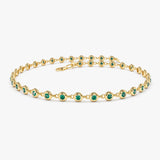 14k Bezel Set Emerald Tennis Bracelet - GeumJewels