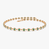 14k Bezel Set Emerald Tennis Bracelet - GeumJewels