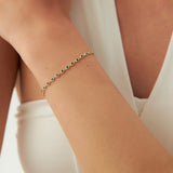 14k Bezel Set Emerald Tennis Bracelet - GeumJewels