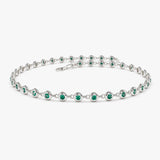 14k Bezel Set Emerald Tennis Bracelet - GeumJewels