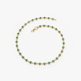 14k Bezel Set Emerald Tennis Bracelet - GeumJewels
