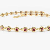 14k Bezel Set Ruby Tennis Bracelet - GeumJewels