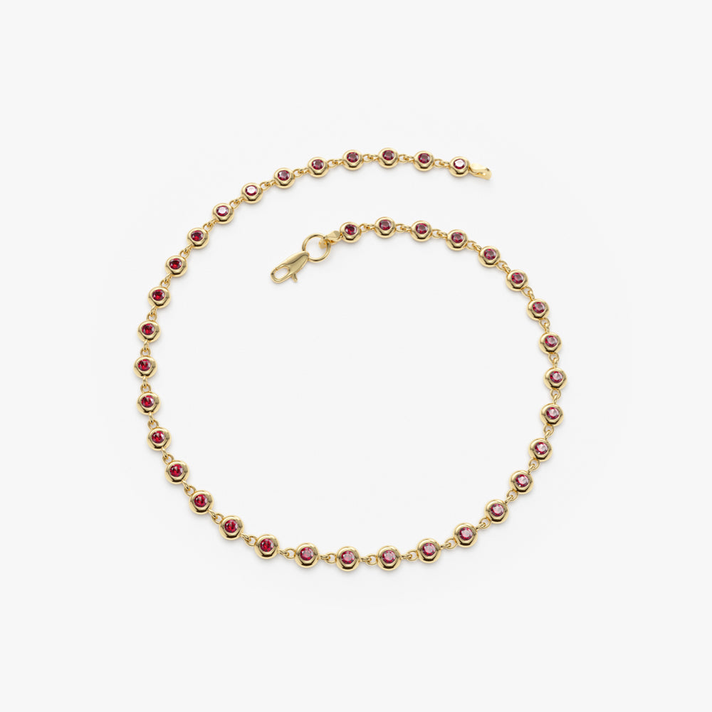 14k Bezel Set Ruby Tennis Bracelet - GeumJewels
