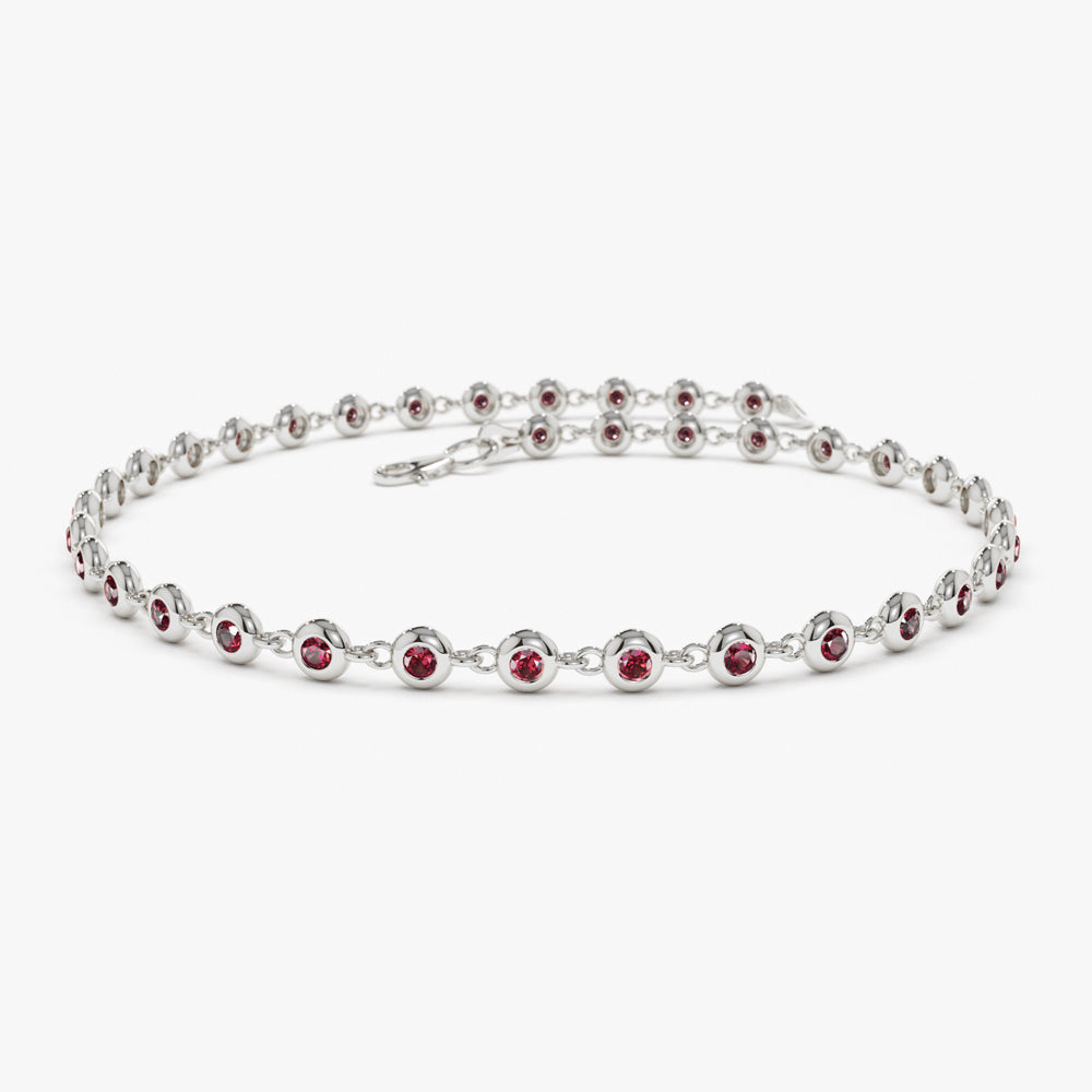 14k Bezel Set Ruby Tennis Bracelet - GeumJewels