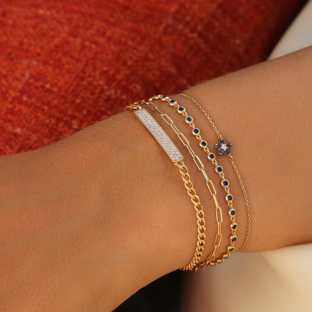 14k Bezel Set Sapphire Tennis Bracelet - GeumJewels