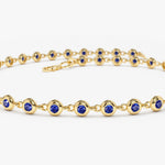 14k Bezel Set Sapphire Tennis Bracelet - GeumJewels