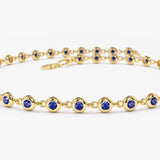 14k Bezel Set Sapphire Tennis Bracelet - GeumJewels