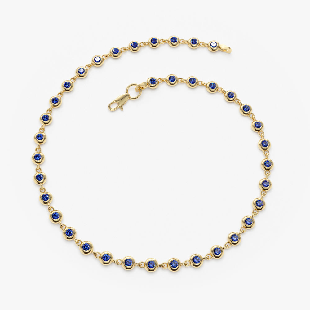 14k Bezel Set Sapphire Tennis Bracelet - GeumJewels