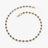 14k Bezel Set Sapphire Tennis Bracelet - GeumJewels
