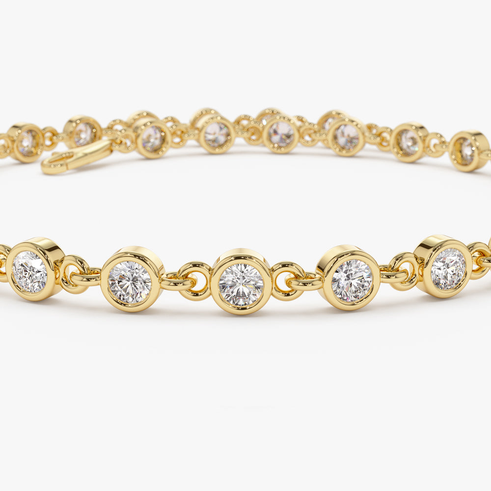 14k Bezel Setting Diamond Tennis Bracelet - GeumJewels