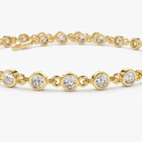 14k Bezel Setting Diamond Tennis Bracelet - GeumJewels