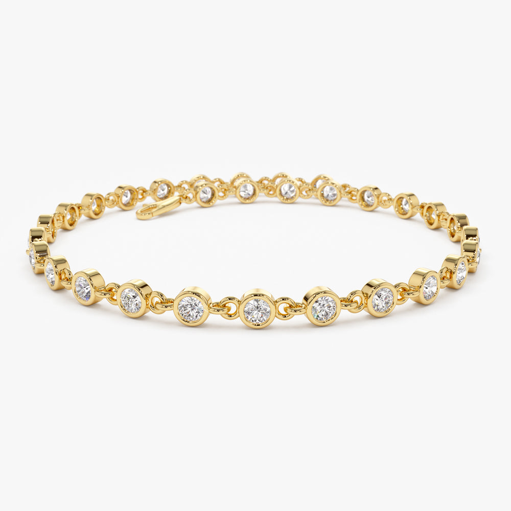 14k Bezel Setting Diamond Tennis Bracelet - GeumJewels