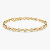 14k Bezel Setting Diamond Tennis Bracelet - GeumJewels