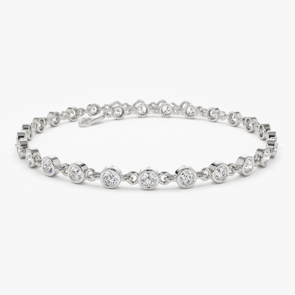 14k Bezel Setting Diamond Tennis Bracelet - GeumJewels