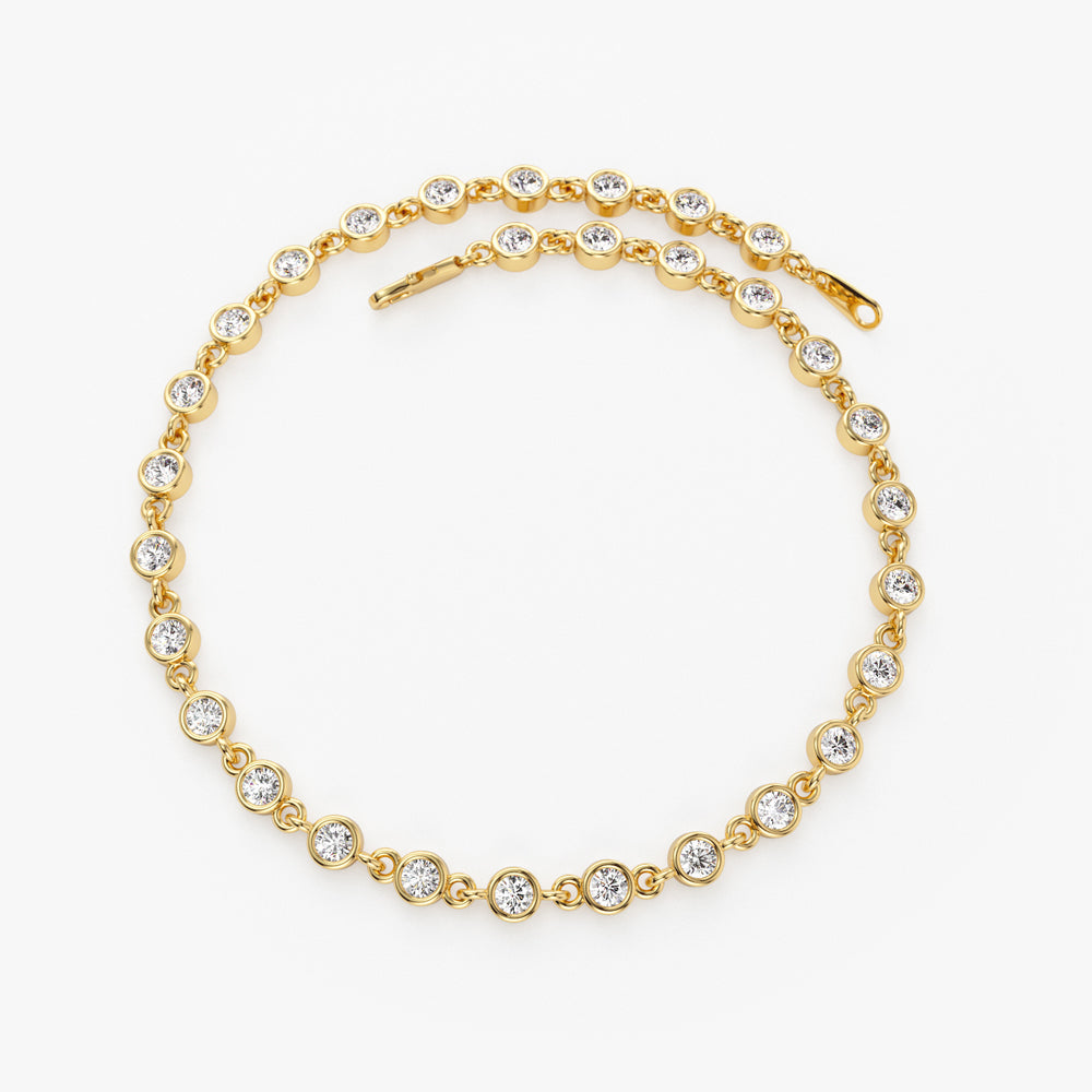14k Bezel Setting Diamond Tennis Bracelet - GeumJewels