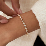 14k Bezel Setting Diamond Tennis Bracelet - GeumJewels