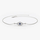 14k Diamond and Sapphire Evil Eye Bracelet - GeumJewels