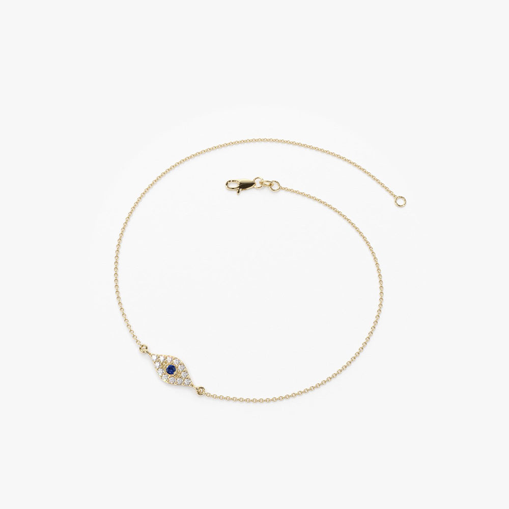 14k Diamond and Sapphire Evil Eye Bracelet - GeumJewels