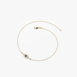 14k Diamond and Sapphire Evil Eye Bracelet - GeumJewels