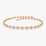 14K Gold Bezel Setting Diamond Tennis Bracelet - GeumJewels