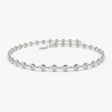 14K Gold Bezel Setting Diamond Tennis Bracelet - GeumJewels