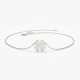 14K Gold Four Leaf Clover Charm Bracelet - GeumJewels