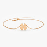 14K Gold Four Leaf Clover Charm Bracelet - GeumJewels