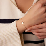 14K Gold Four Leaf Clover Charm Bracelet - GeumJewels