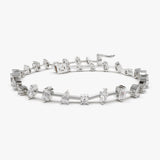 14k Gold Multi-Shape Slant Diamond Bracelet - GeumJewels