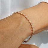 14k Gold Multi-Shape Slant Diamond Bracelet - GeumJewels