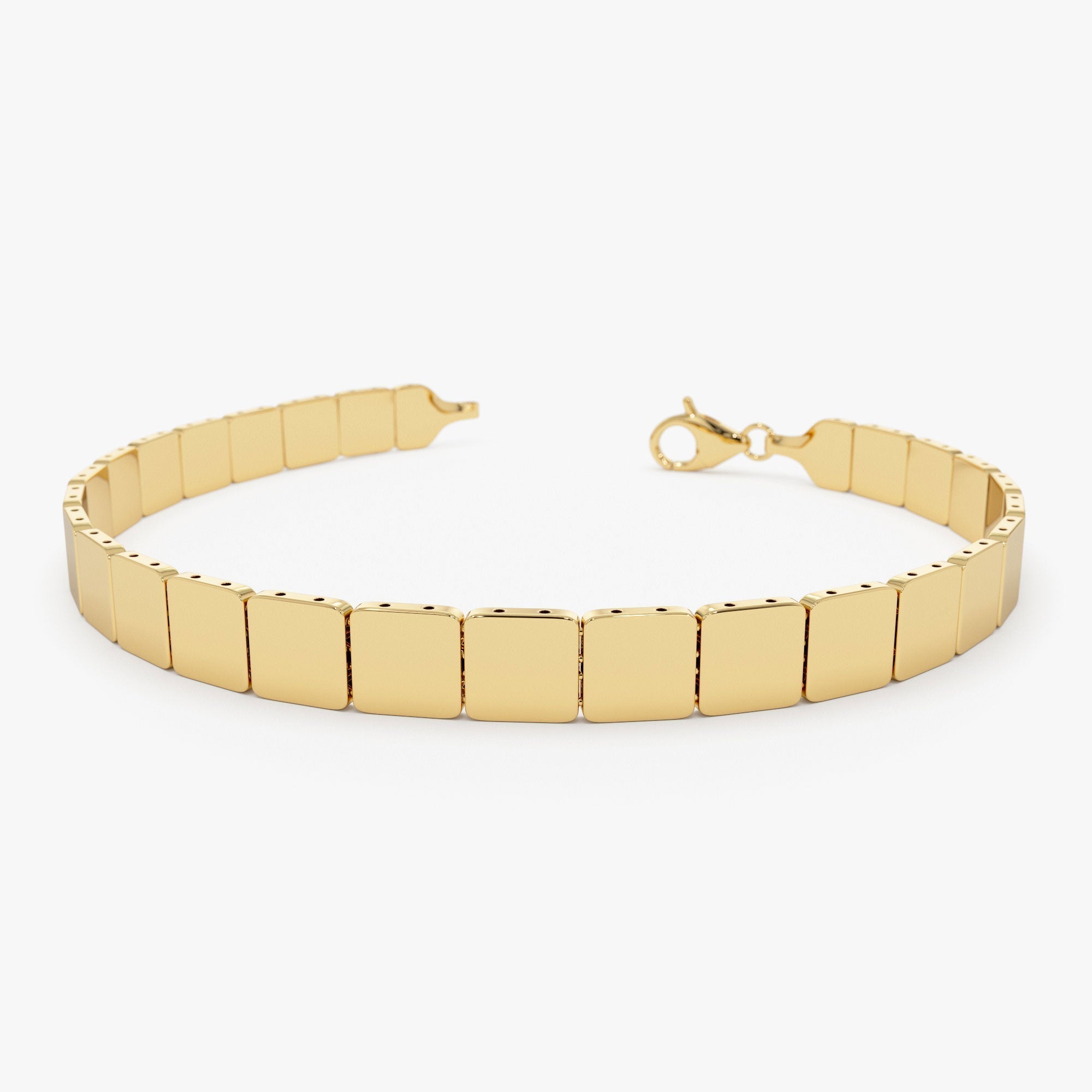 14k Gold Square Link Stacking Bracelet - GeumJewels