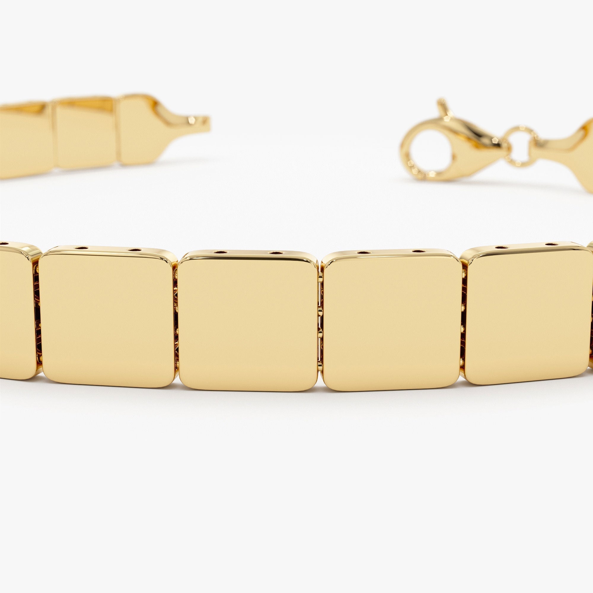 14k Gold Square Link Stacking Bracelet - GeumJewels