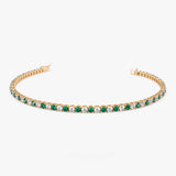 14k Prong Setting Diamond and Emerald Tennis Bracelet - GeumJewels