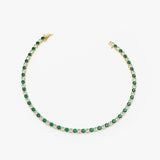 14k Prong Setting Diamond and Emerald Tennis Bracelet - GeumJewels