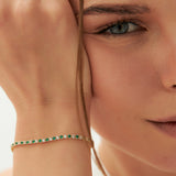 14k Prong Setting Diamond and Emerald Tennis Bracelet - GeumJewels