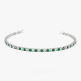14k Prong Setting Diamond and Emerald Tennis Bracelet - GeumJewels
