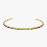 14k Prong Setting Diamond and Multi-Color Sapphire Tennis Bracelet - GeumJewels