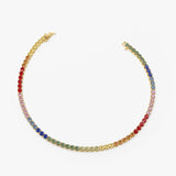 14k Prong Setting Diamond and Multi-Color Sapphire Tennis Bracelet - GeumJewels