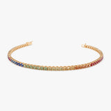 14k Prong Setting Diamond and Multi-Color Sapphire Tennis Bracelet - GeumJewels