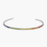 14k Prong Setting Diamond and Multi-Color Sapphire Tennis Bracelet - GeumJewels