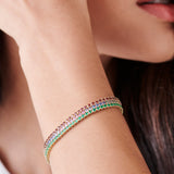 14k Prong Setting Diamond and Multi-Color Sapphire Tennis Bracelet - GeumJewels