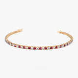 14k Prong Setting Diamond and Ruby Tennis Bracelet - GeumJewels