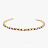 14k Prong Setting Diamond and Ruby Tennis Bracelet - GeumJewels