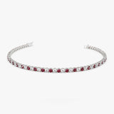 14k Prong Setting Diamond and Ruby Tennis Bracelet - GeumJewels