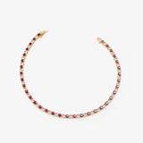 14k Prong Setting Diamond and Ruby Tennis Bracelet - GeumJewels